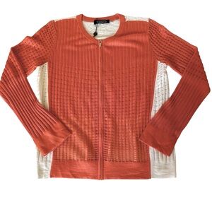 NWT Magaschoni Silk Cashmere Zip Front Sweater Size Large